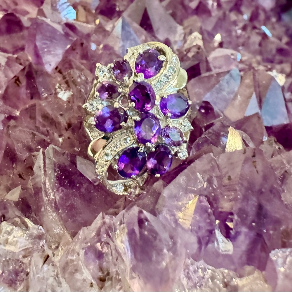 Sparkly Amethyst Statement Ring - image 1